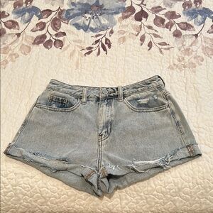 PacSun Light Blue Distressed Jean Mom Shorts Size 26